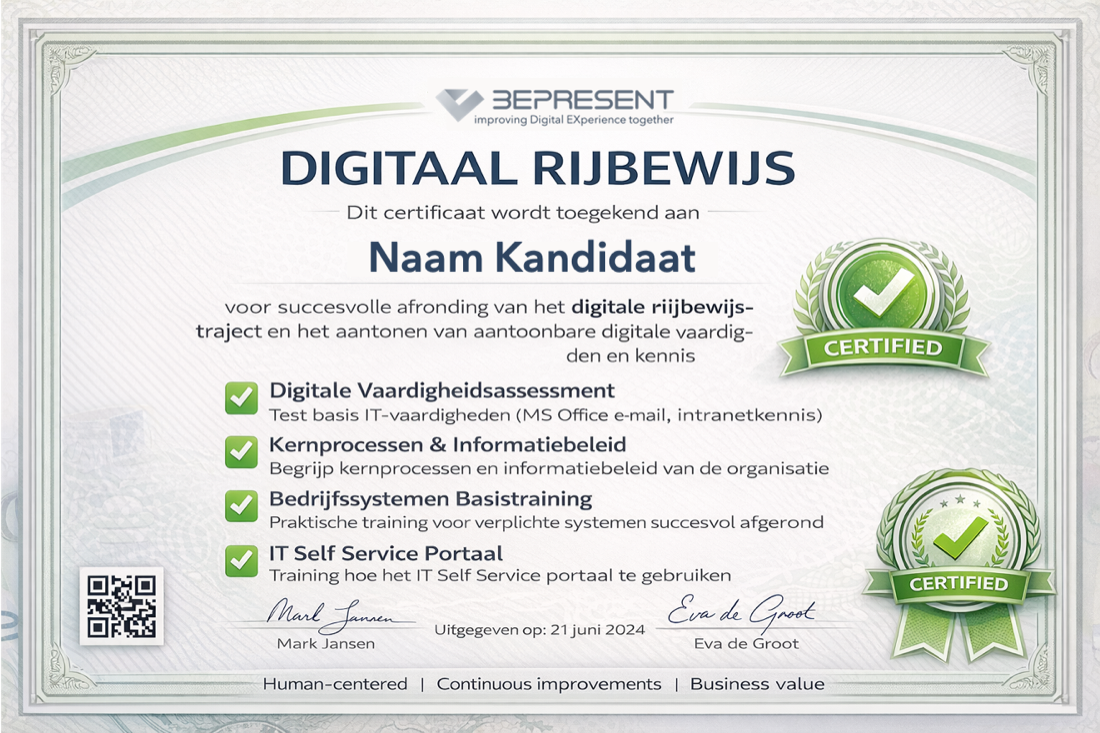 Voorbeeld van het Digitaal Rijbewijs-certificaat — klik om te vergroten.